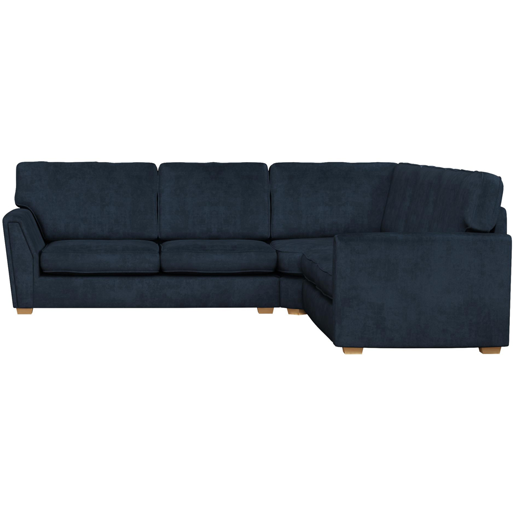Wendleberry 4 Seater Royal Blue Plush Velvet Fixed Back Corner Sofa Image 3