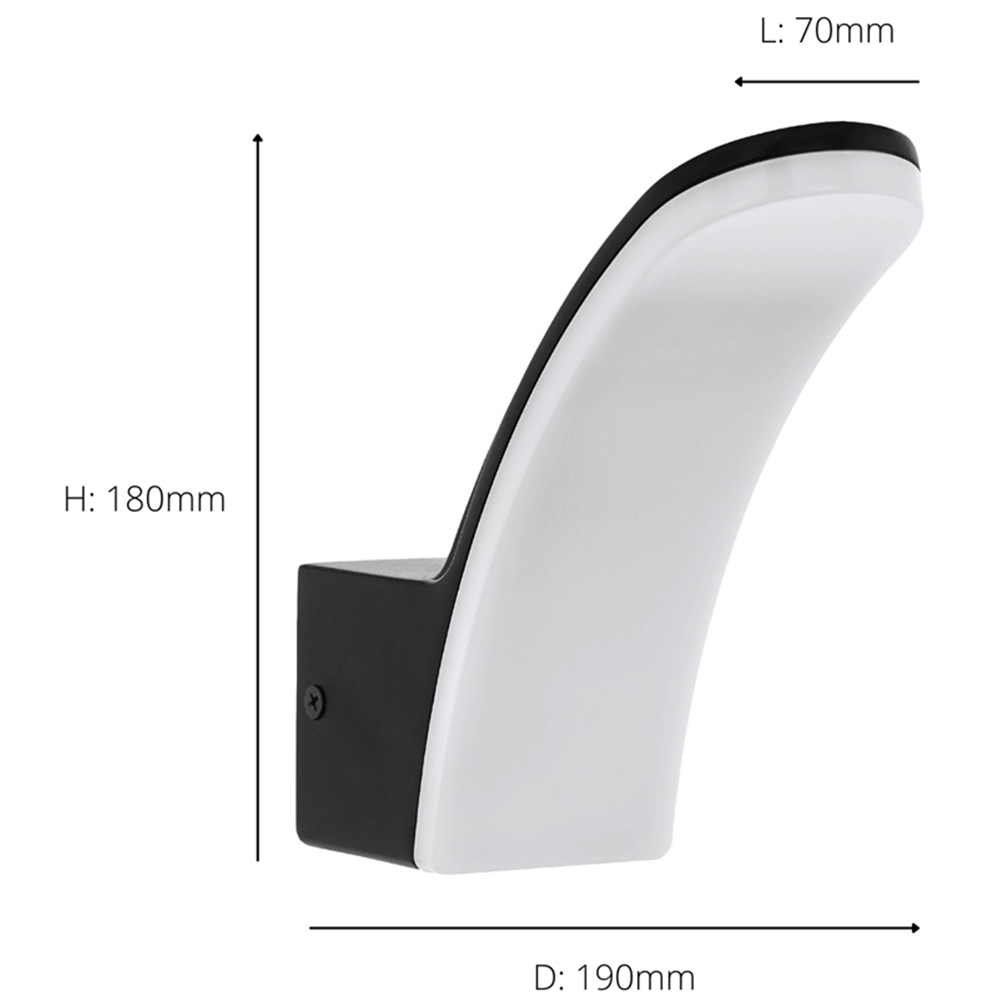 EGLO Fiumicino Aluminium and Plastic Black LED Outdoor Wall Light Image 4