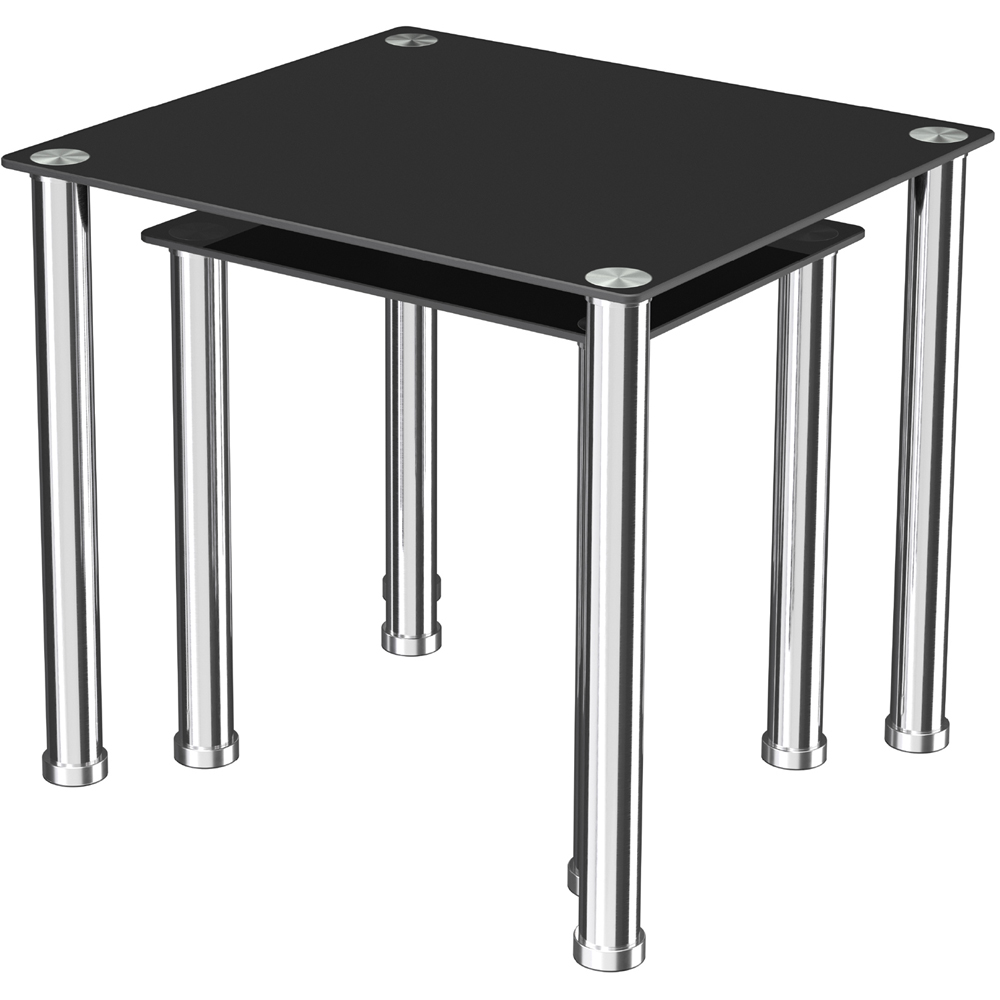 AVF Black Glass and Chrome Nest of Tables Set of 2 Image 3