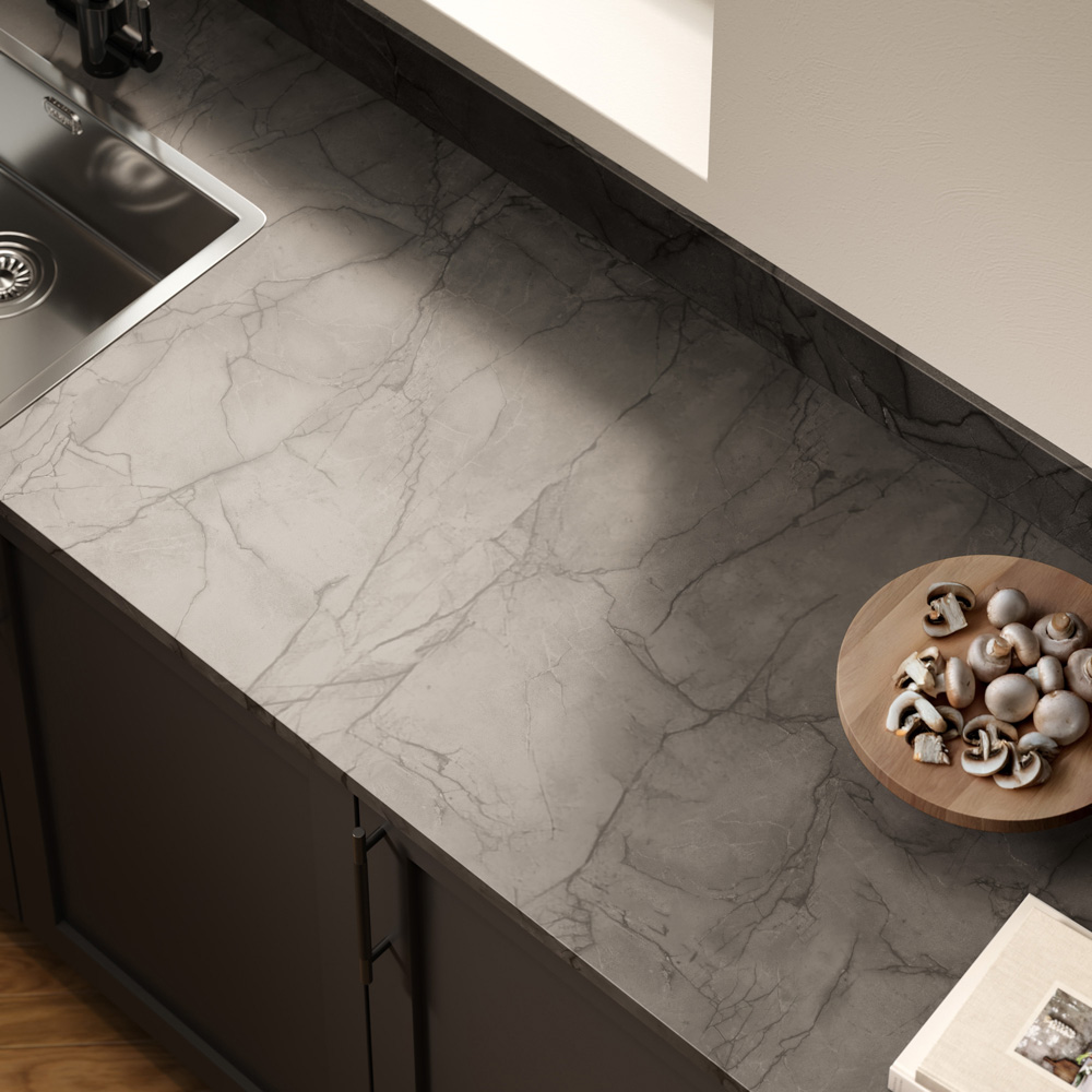 Omega Sleek Emperador Marble Effect Laminate Square Edge Kitchen Worktop 3000 x 620 x 22mm Image 2