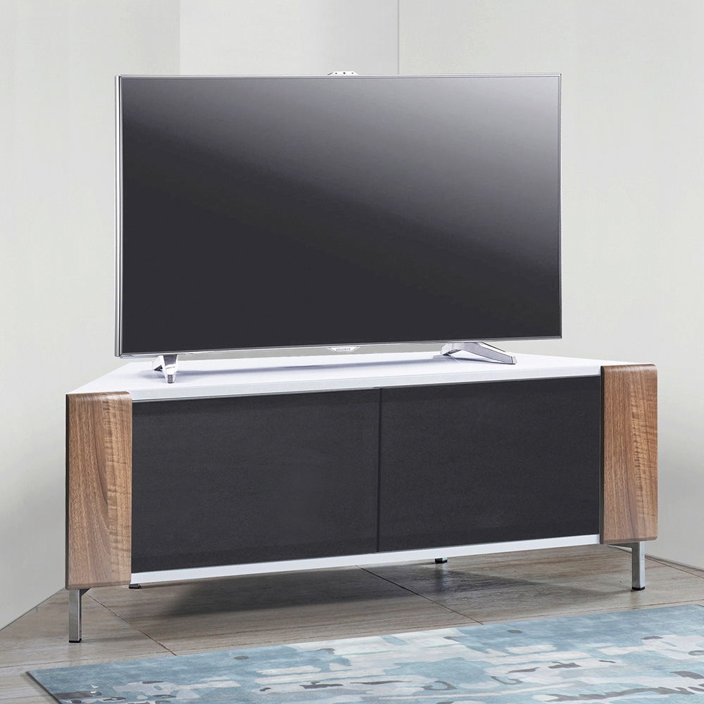 MDA Designs Corvus 2 Door White Walnut and Black TV Cabinet Image 7