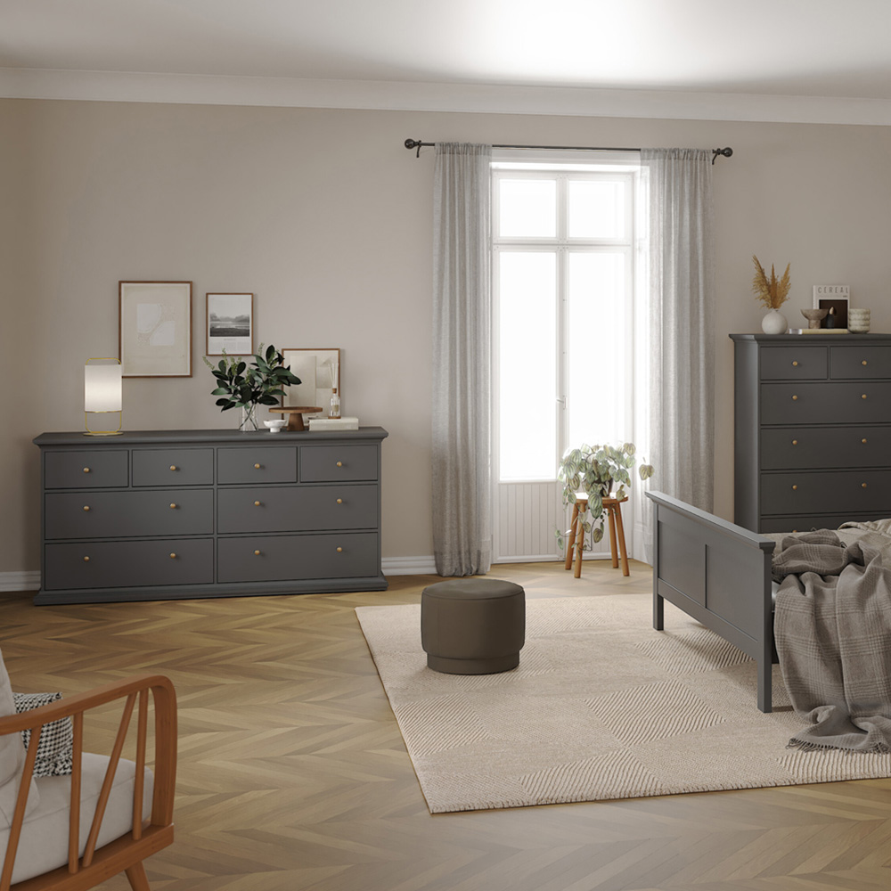 Florence Paris 8 Drawer Matt Grey Chest of Drawers Image 6