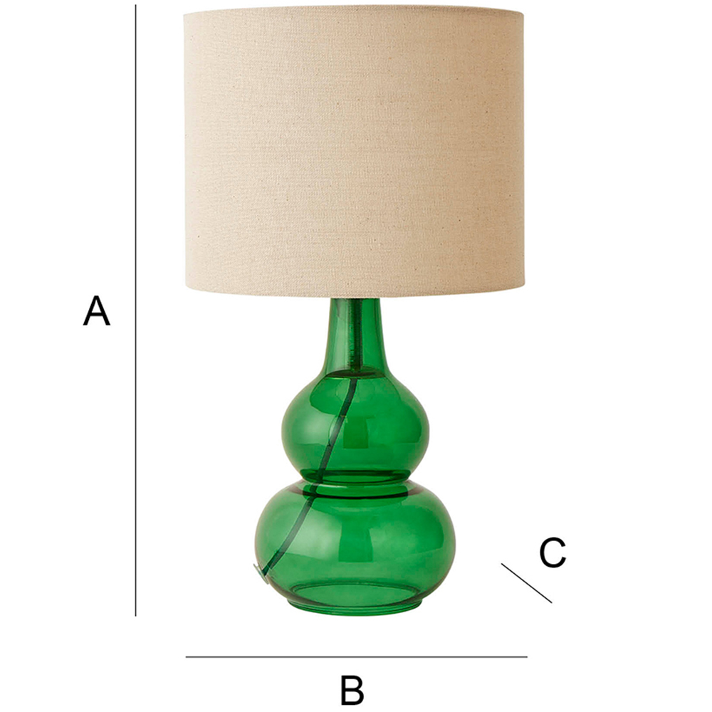 ValueLights Aida Natural Linen Tall Lamp Shade Green Bubble Glass LED Table Lamp Image 7