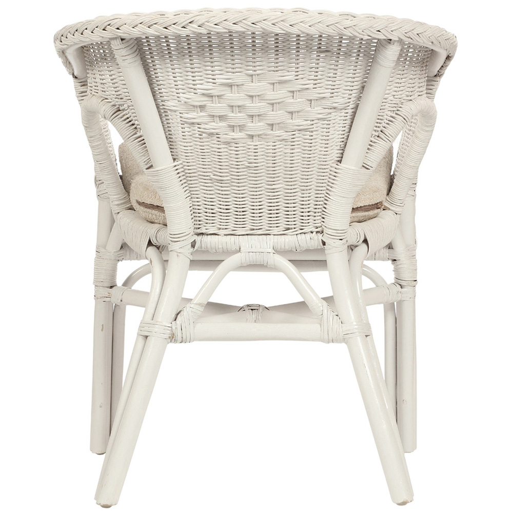 Desser Furniture White Wicker Adult Size Loom Chair with Cushion Image 4