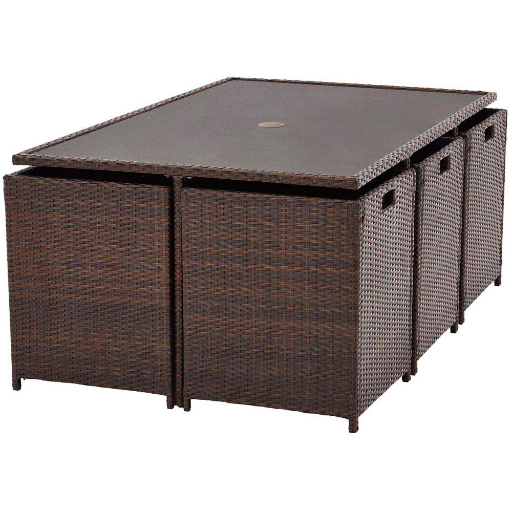 Royalcraft Nevada 6 Seater Cube Dining Set Brown Image 3