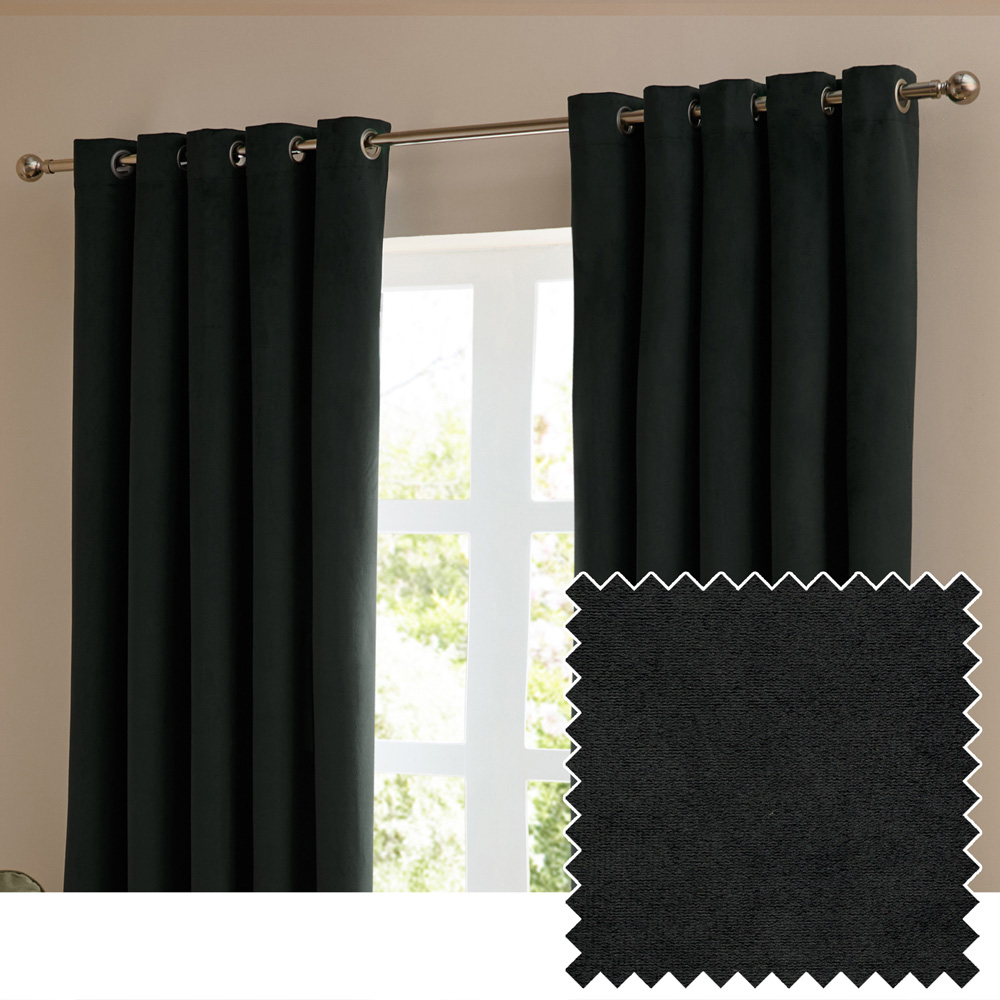 Furn The Ultimate Black Velvet Fully Lined Eyelet Curtains 229 x 229cm Image 6