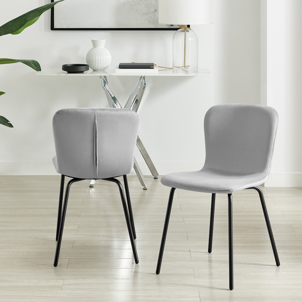 Furniturebox Sienna Set of 2 Light Grey Velvet Dining Chairs Image 6