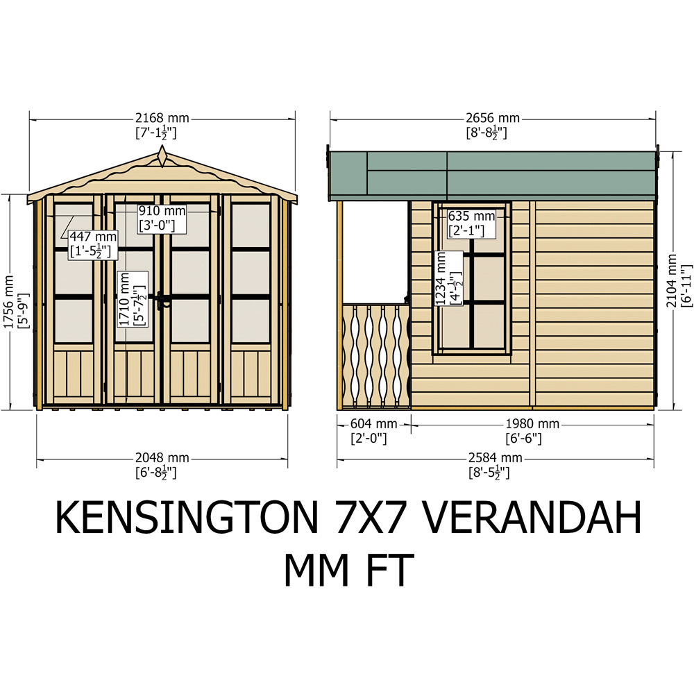 Shire 7 x 7ft Kensington Summerhouse with Veranda Image 8