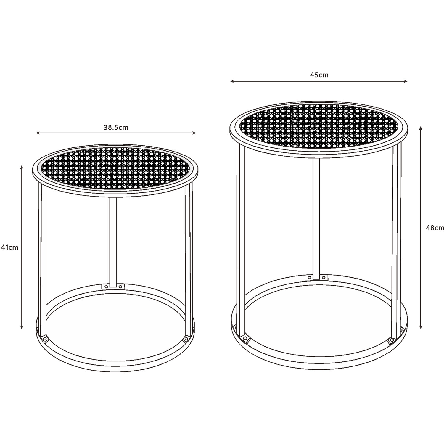 Set of 2 Rattan Side Table - Black Image 4