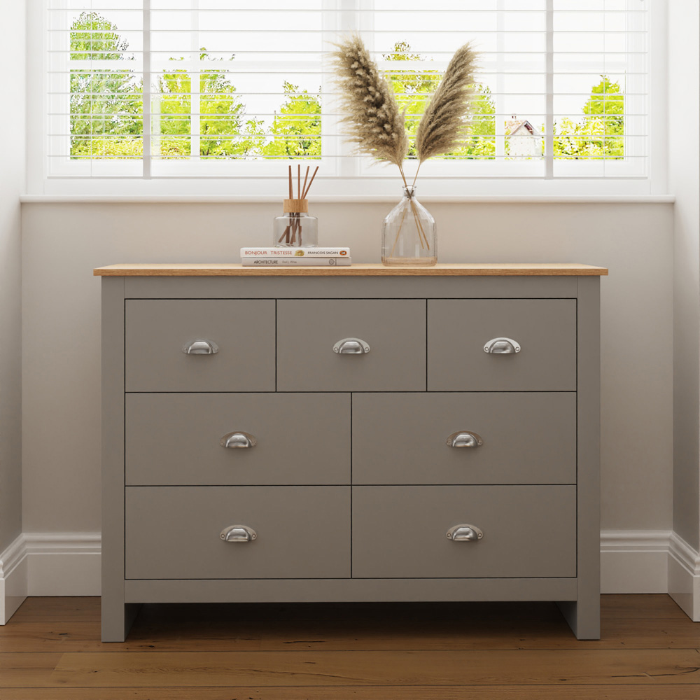 GFW Lancaster 7 Drawer Grey Merchants Chest of Drawers Image 7