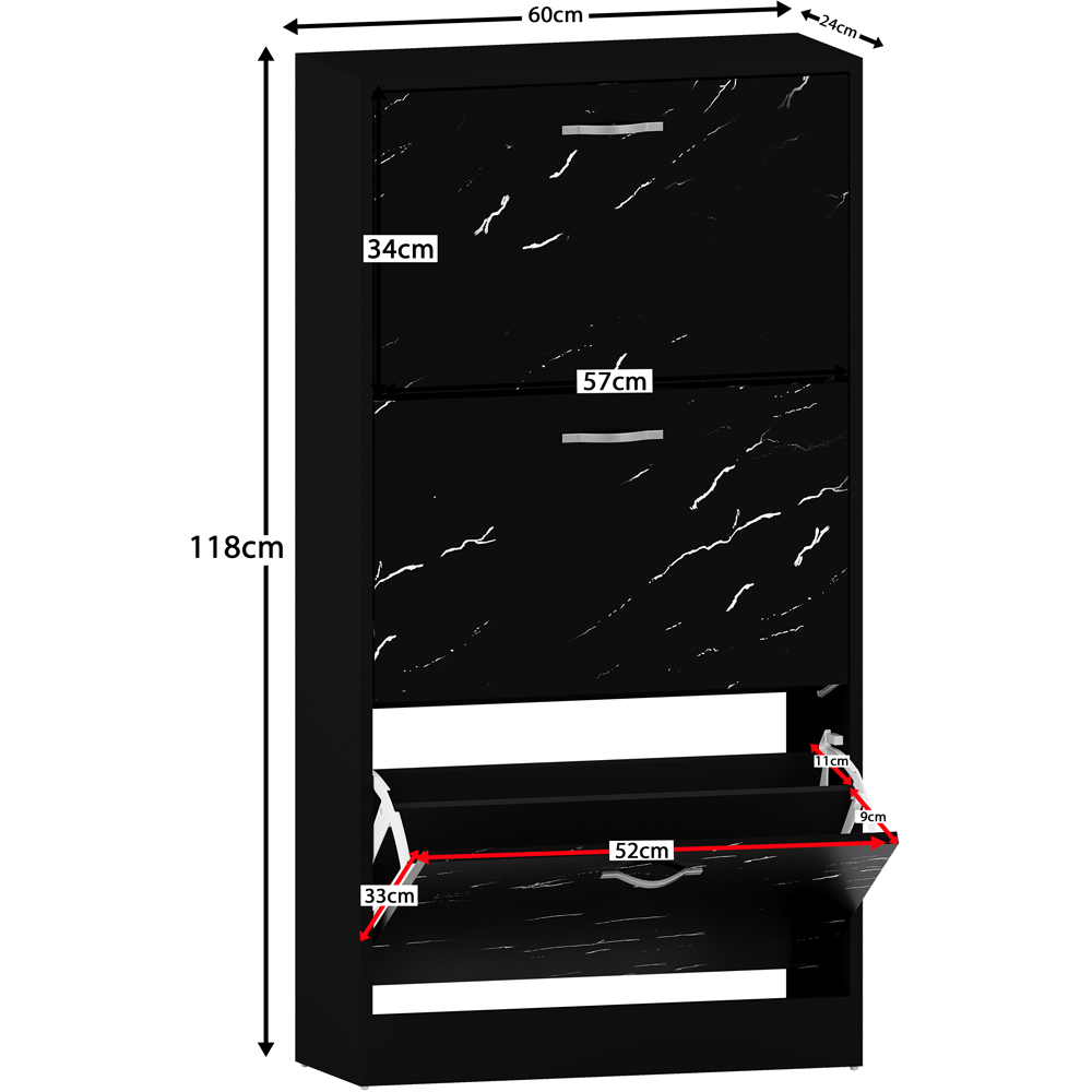 Vida Designs 3 Drawer Black Marble Shoe Cabinet Image 9