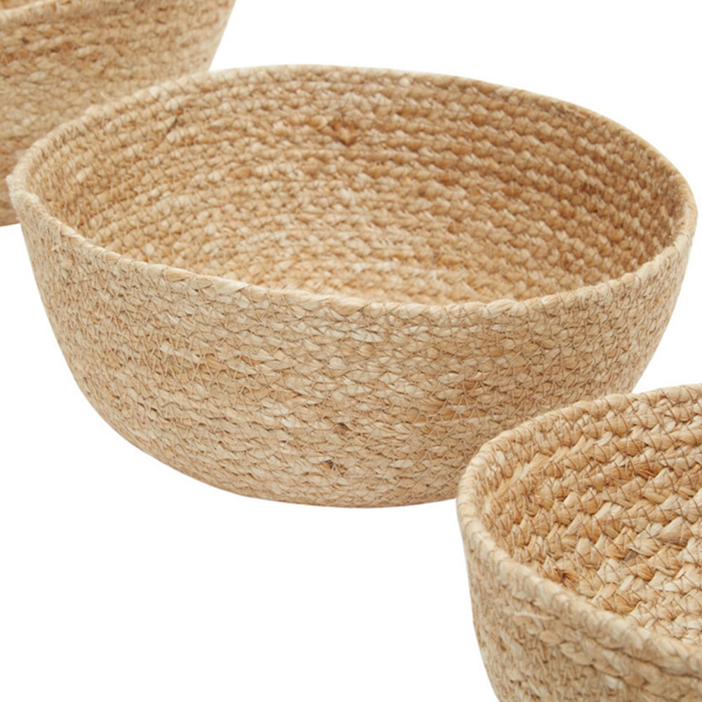 Premier Housewares Natural Round Jute Basket 3 Pack Image 6