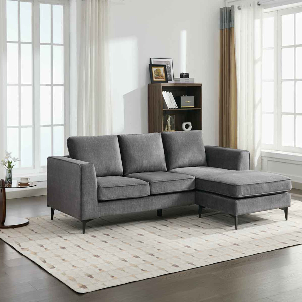 Brooklyn 3 Seater Graphite Grey L Shape Reversible Chaise Sofa Image 3