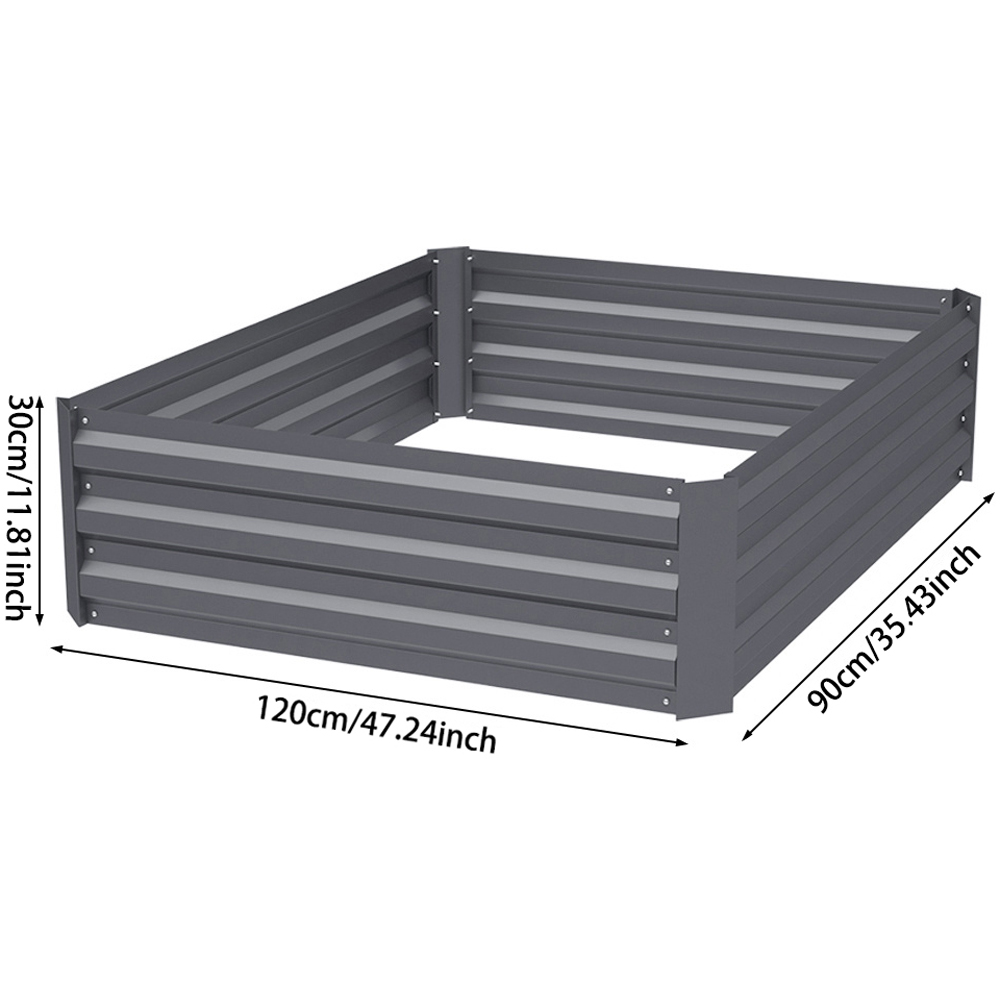 Living and Home 3.9 x 2.9ft Grey Rectangle Weather Resistant Steel Raised Garden Bed Image 9