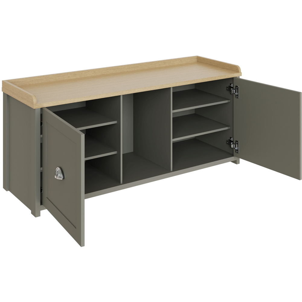 GFW Lancaster 2 Door Grey and Oak Shoe Bench Image 4