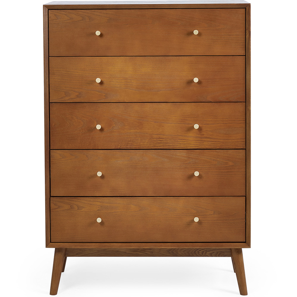 Julian Bowen Lowry 5 Drawer Cherry Ash Chest of Drawers Image 3