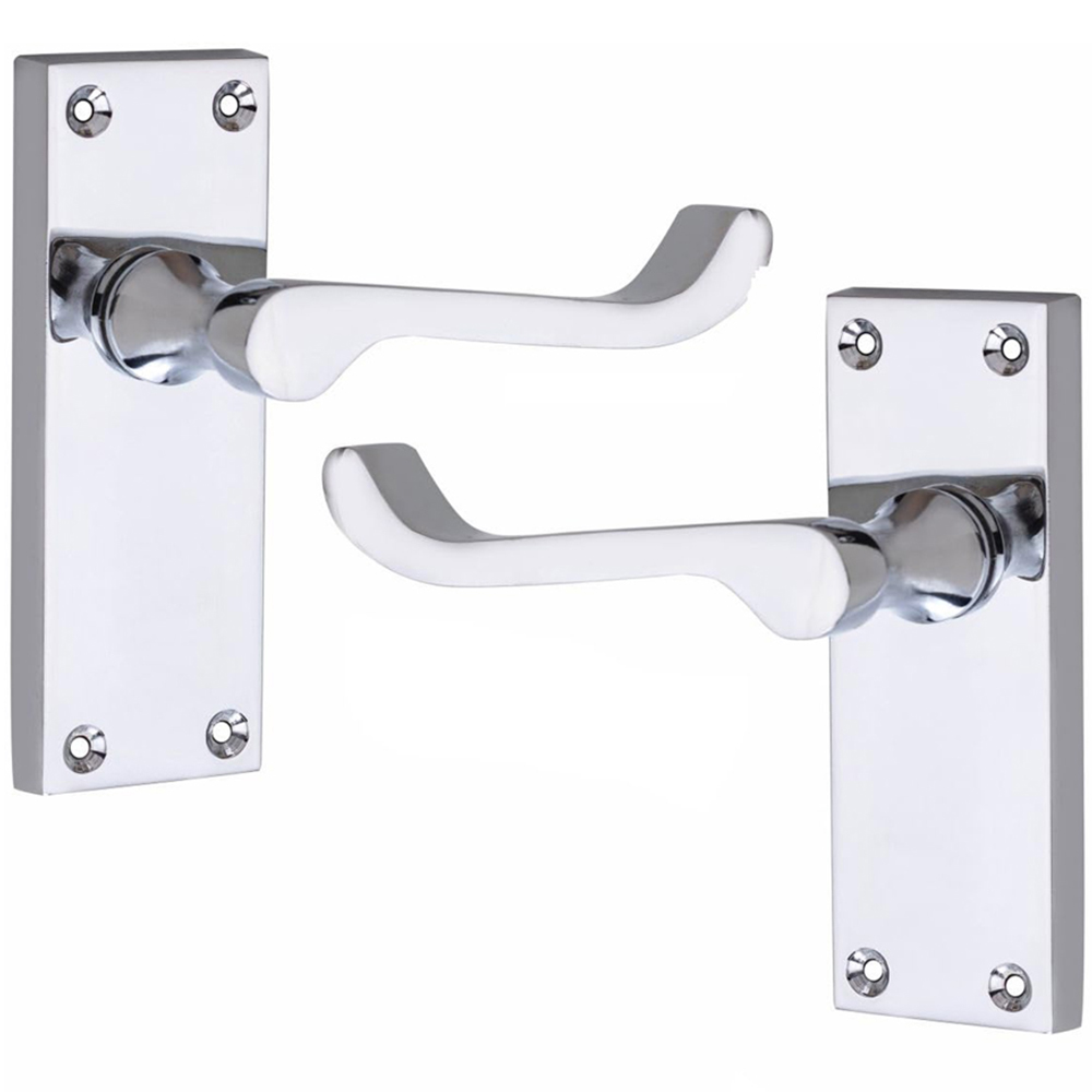 Golden Grace Polished Chrome Victorian Scroll Latch Door Handle with Hinge 2 Pack Image 3
