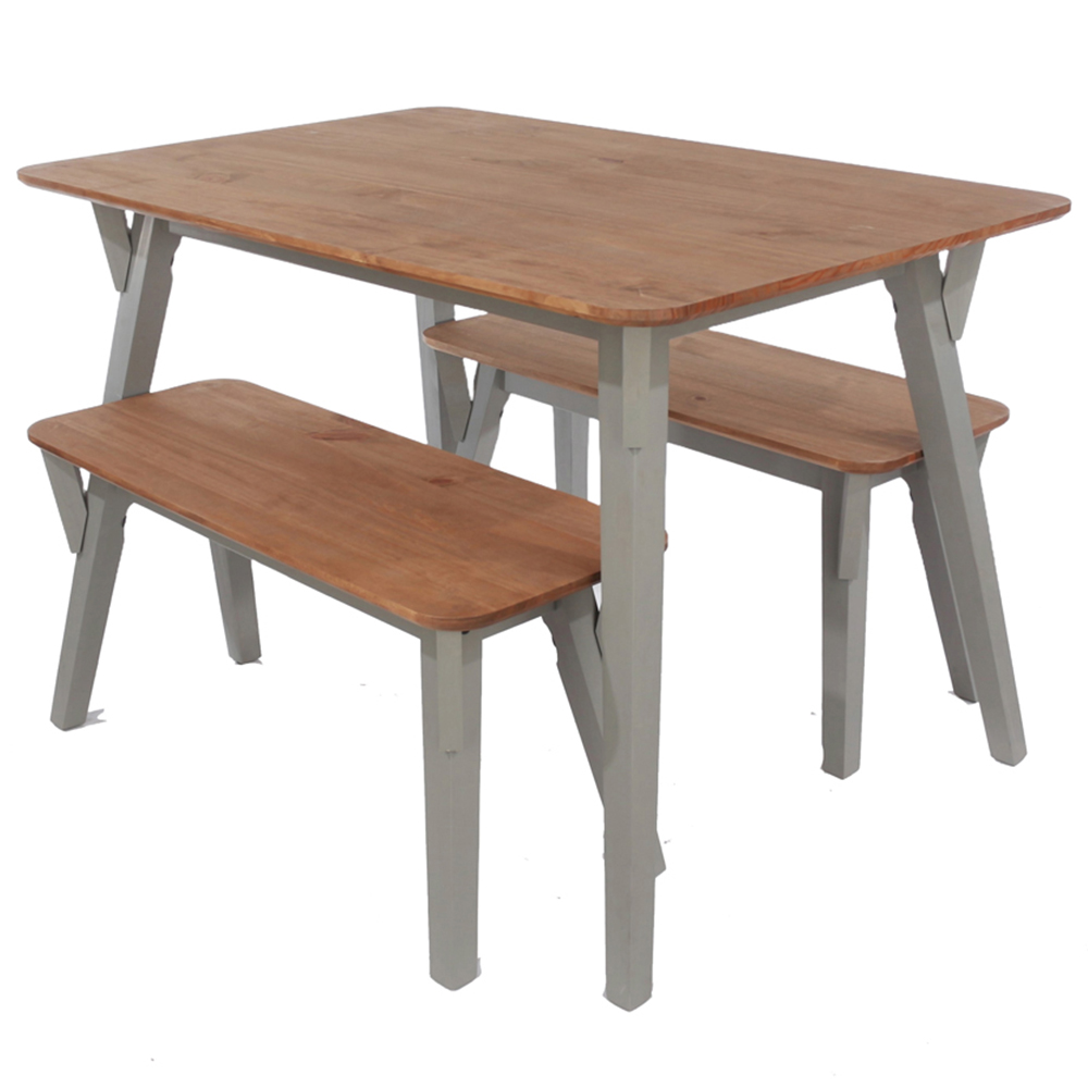 Core Products Corona 4 Seater Large Rectangular Dining Table Bench Set Grey Image 2