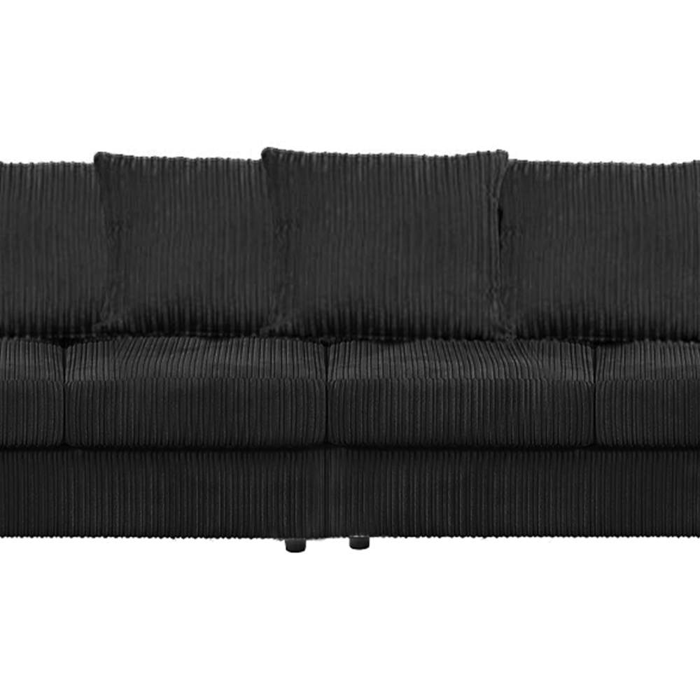 Luxor 4 Seater Black Jumbo Cord Scatter Back Sofa Image 3