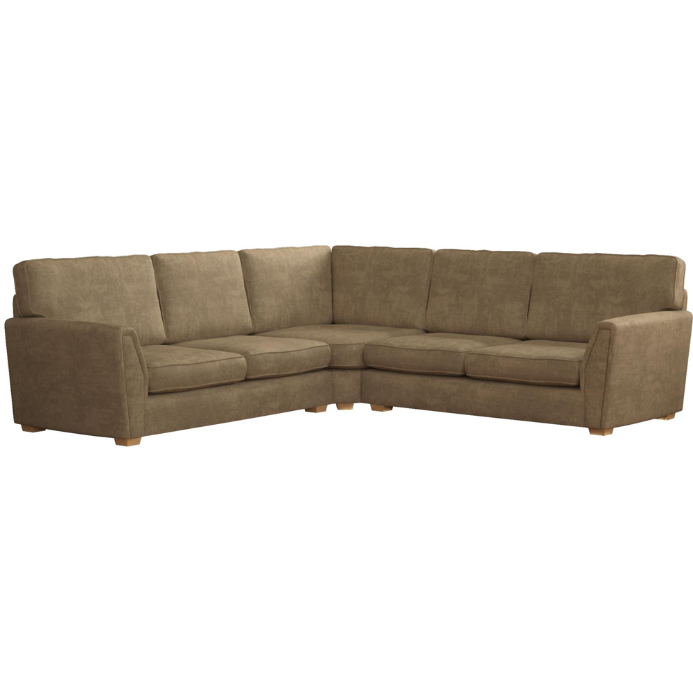 Wendleberry 4 Seater Mink Plush Velvet Fixed Back Corner Sofa Image 2