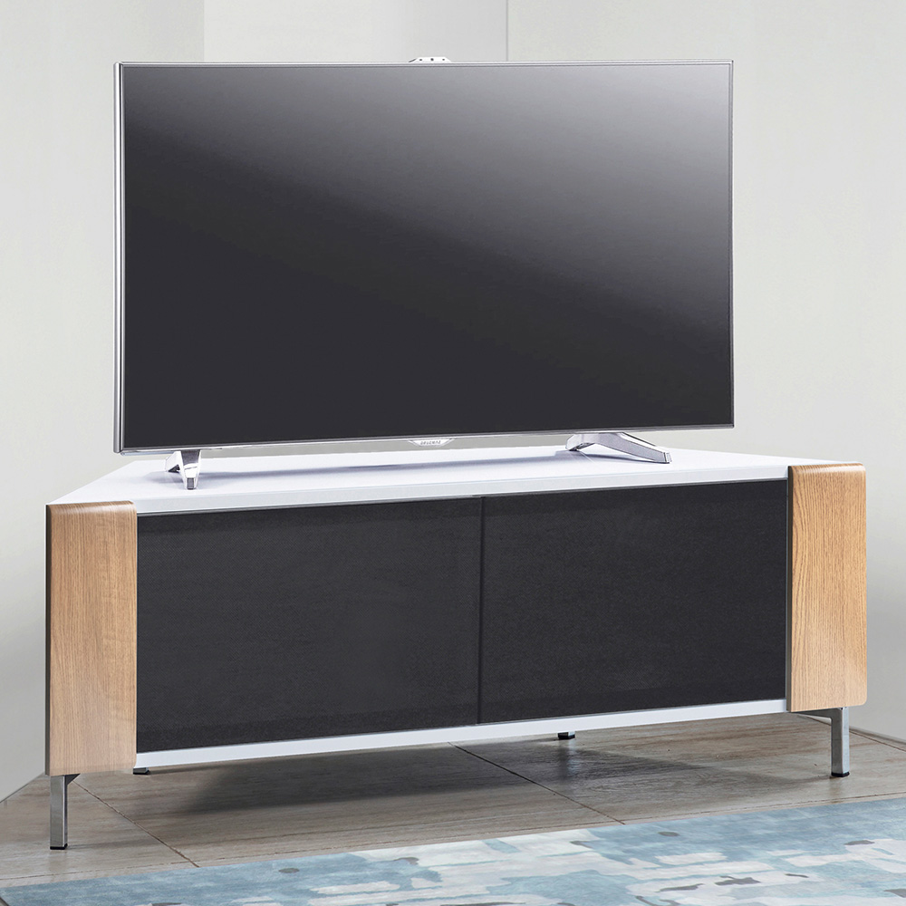 MDA Designs Corvus 2 Door White Oak and Black TV Cabinet Image 1