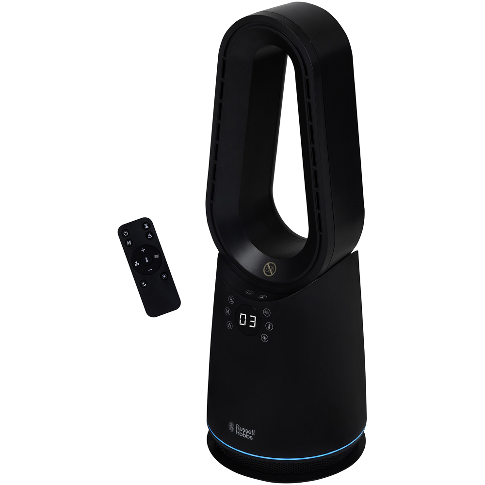 Russell Hobbs Black Oscillating Bladeless Heat and Cool Fan with Remote Image 2
