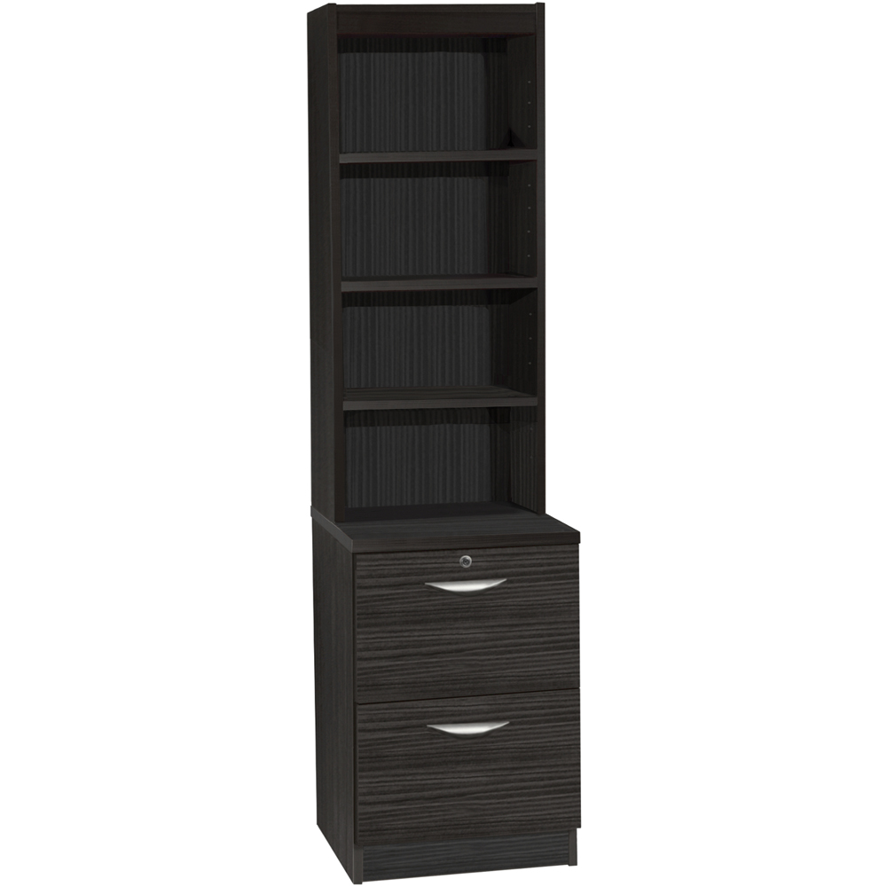 R White Cabinets 2 Drawer 4 Shelf Black Filing Cabinet with Hutch Image 2