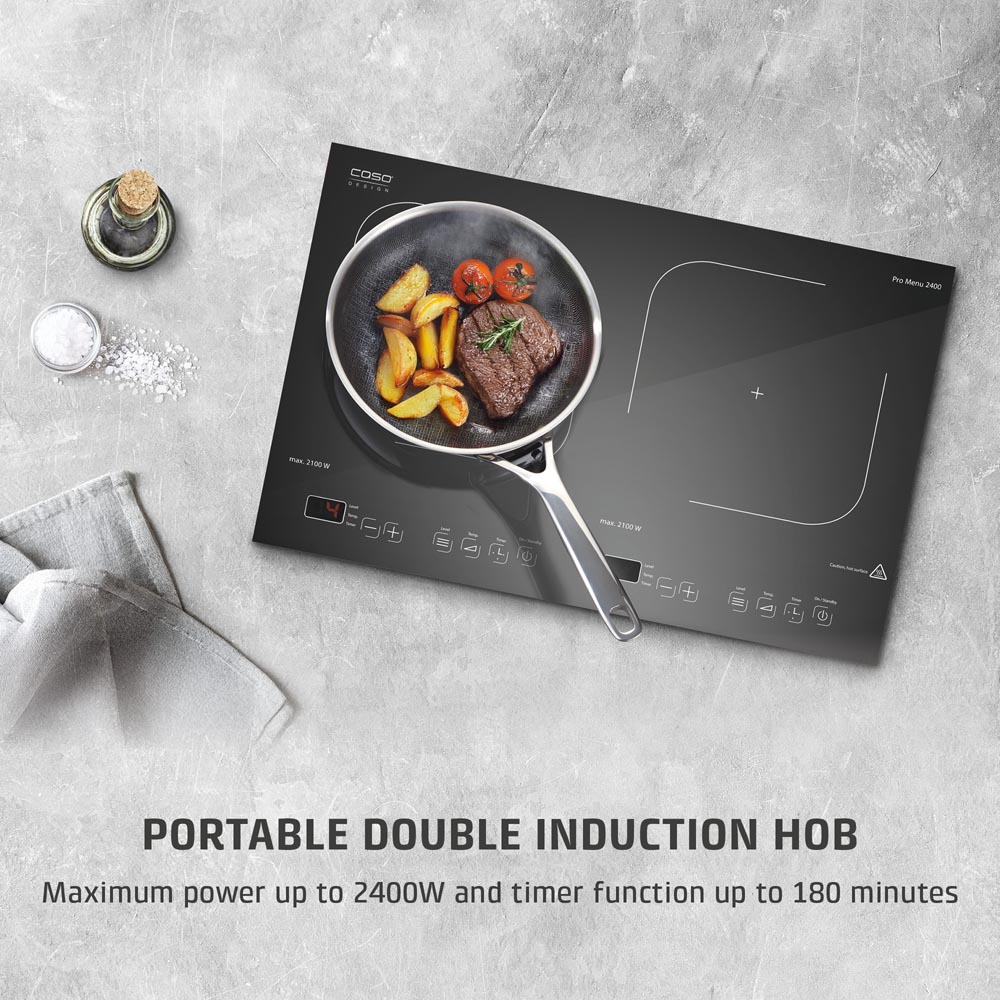 CASO Design ProMenu 2400 Black Twin Portable Induction Hob Image 2