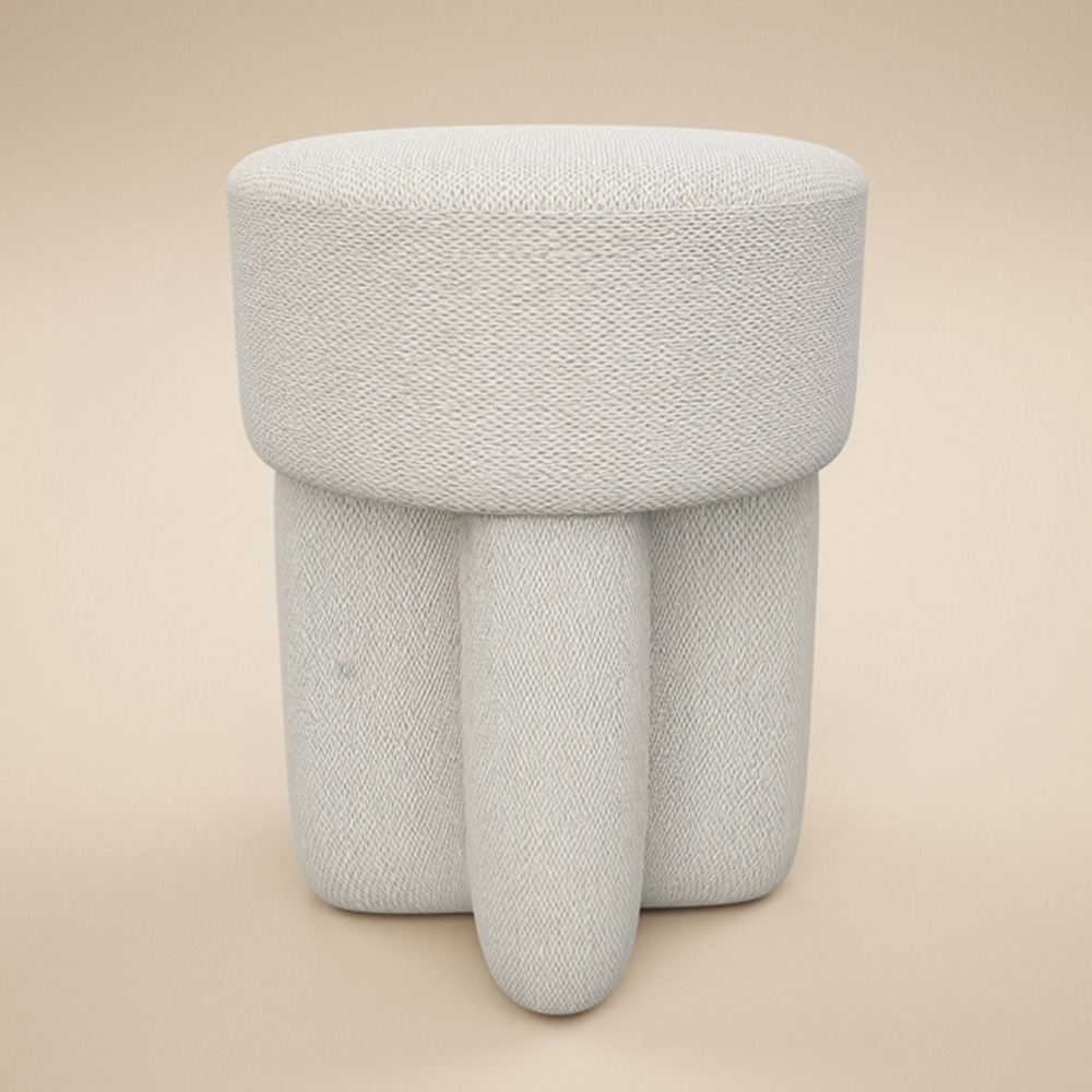 SOLACE+CO Astrid Beige Fabric Pouffe Image 2