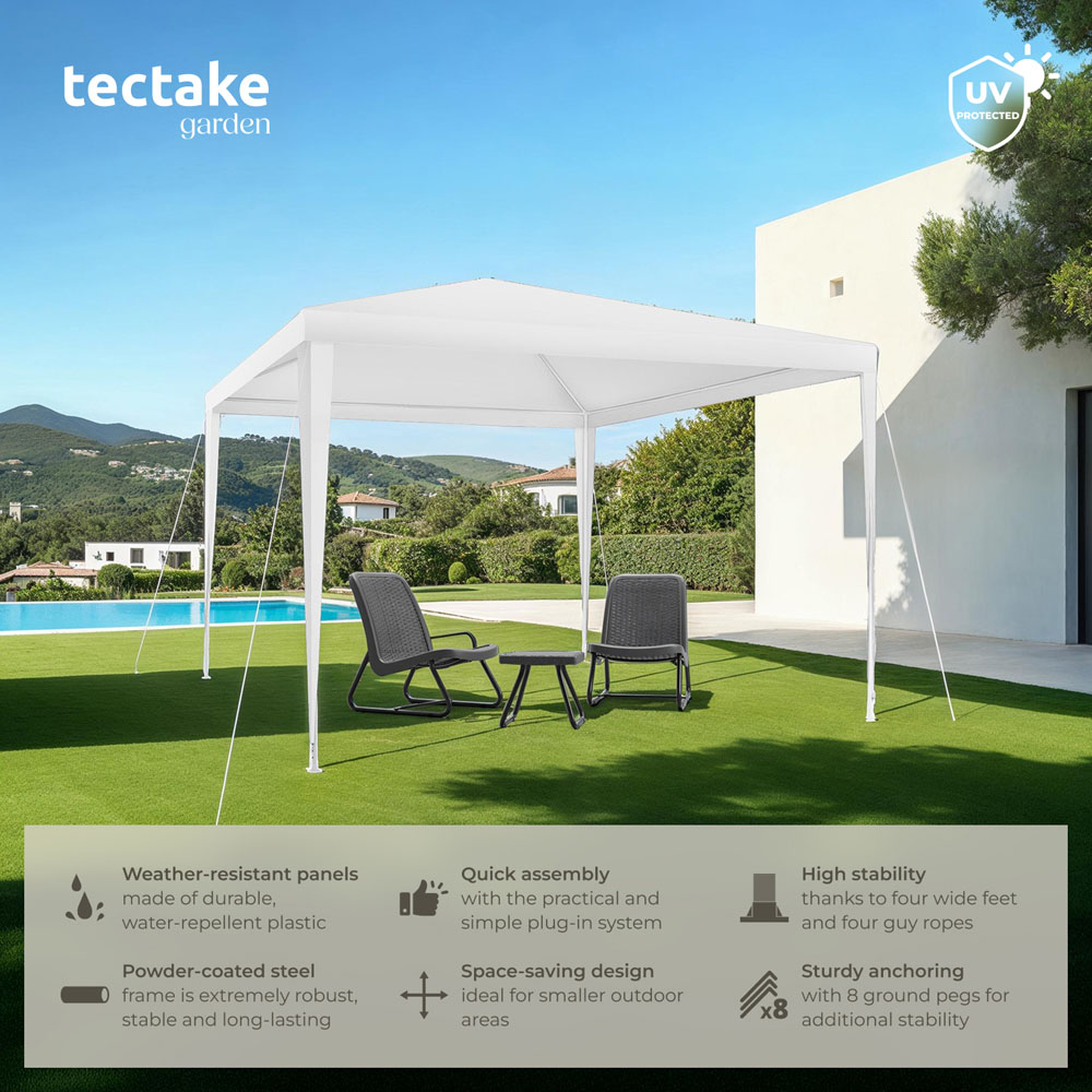 tectake Farah 3 x 3m White Gazebo with Plug In System Image 6