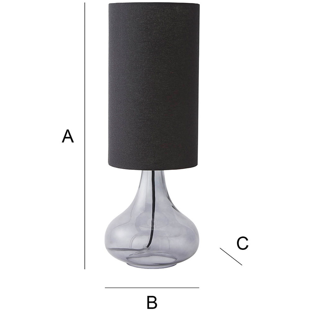 ValueLights Sylvie Black Linen Tall Lamp Shade Smoked Glass Squat LED Table Lamp Image 7