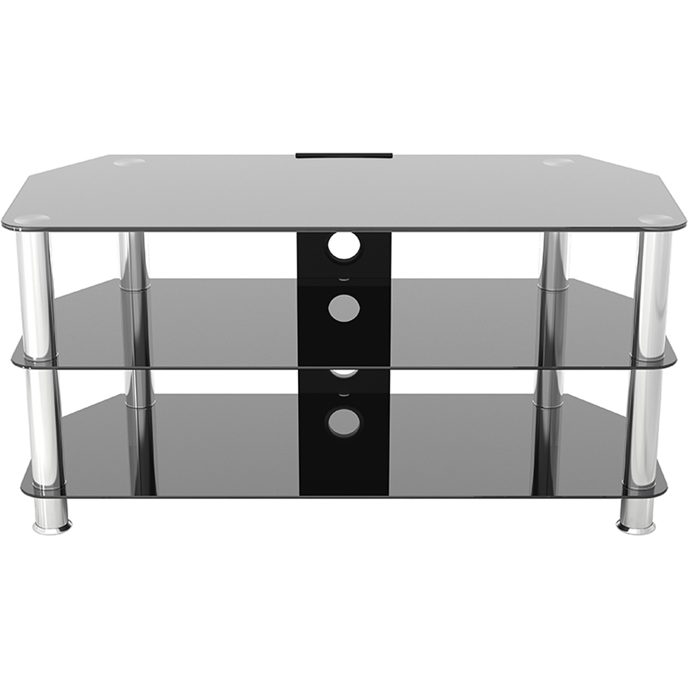 AVF Classic 3 Shelf Black Glass and Chrome Corner TV Stand Image 3