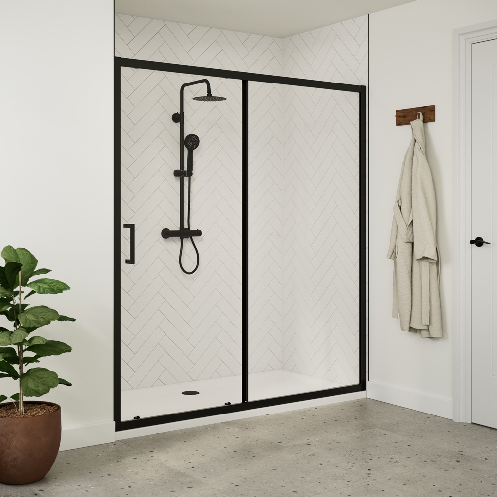 Bathstore Atlantis Black Sliding Door 1400mm Image 2