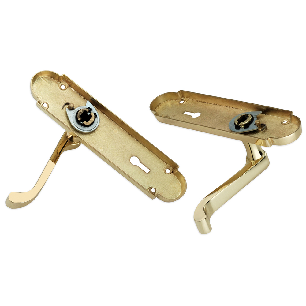 Spira Brass Oakley Polished Brass Lock Lever Door Handle 2 Pack Image 3