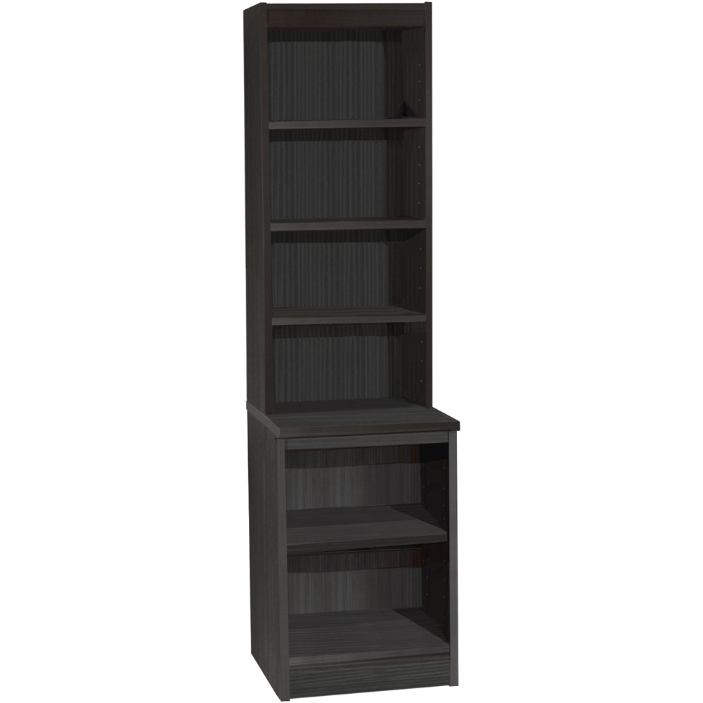 R White Cabinets 6 Shelf Black Desk Height Bookcase with Hutch Image 2