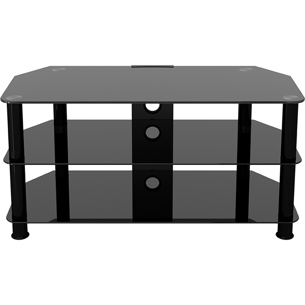 AVF Classic 2 Shelf Black Glass Top Corner TV Stand Image 3