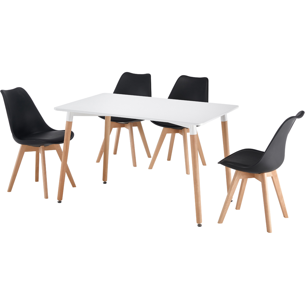 Comfy Living 4 Seater Rectangular Dining Set White and Black Image 2