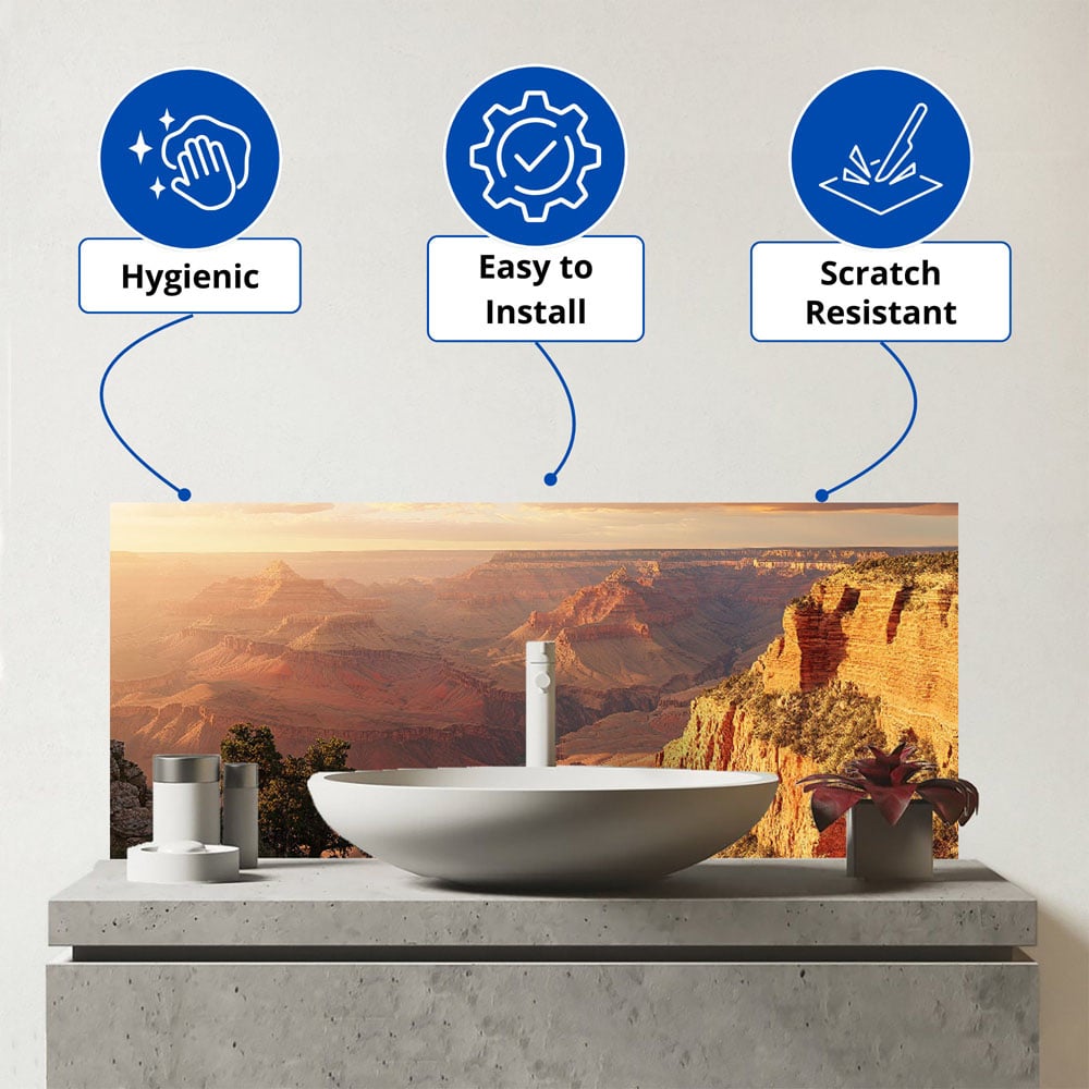 Warren Reed Designer Grand Canyon Views Glass Bathroom Splashback 25 x 60cm Image 3