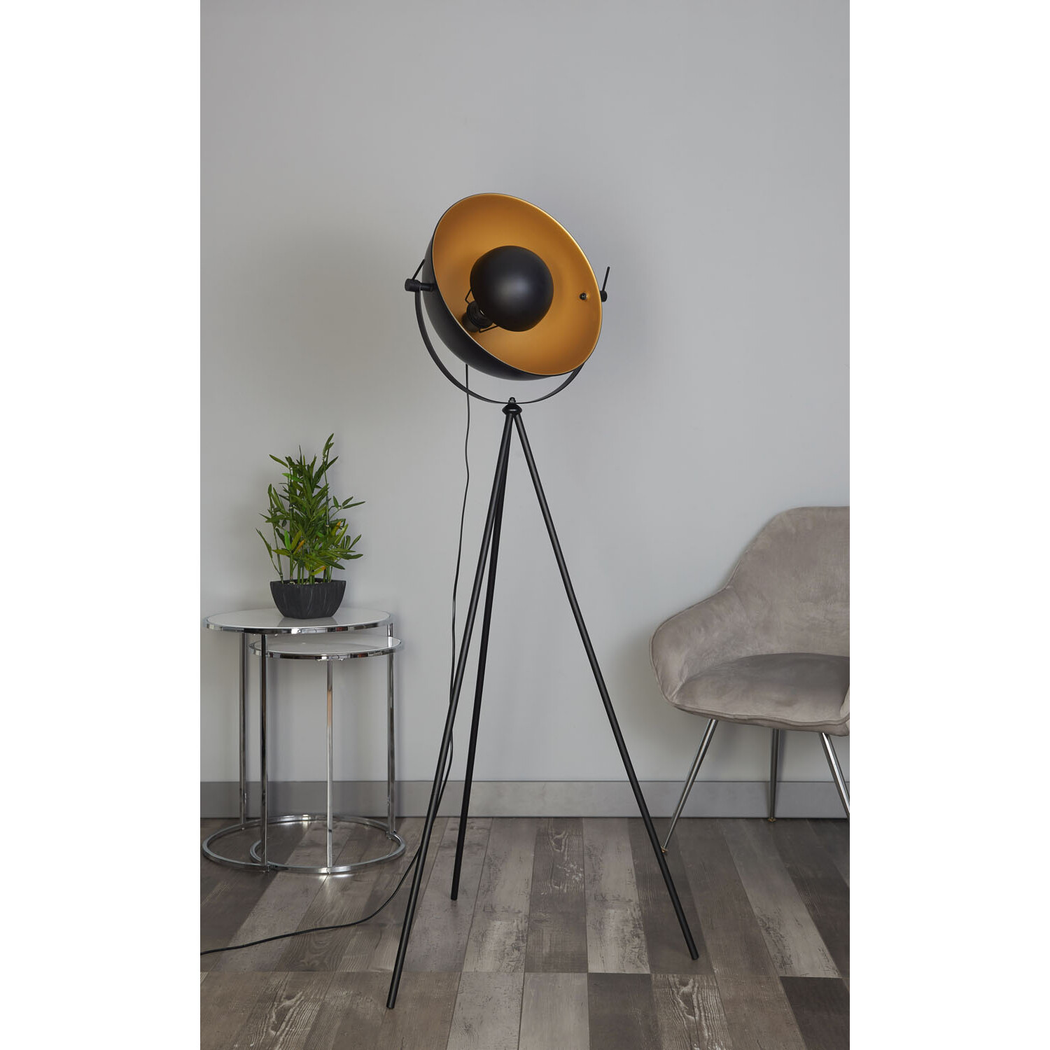 Manhattan Black Retro Tripod Style Floor Lamp Image 2