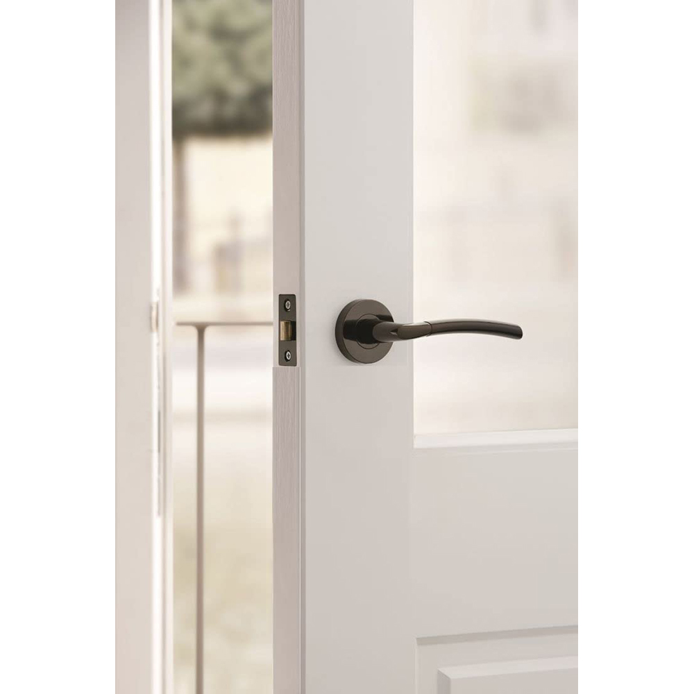 Golden Grace Polished Black Nickel Indiana Modern Door Handle Set Image 2