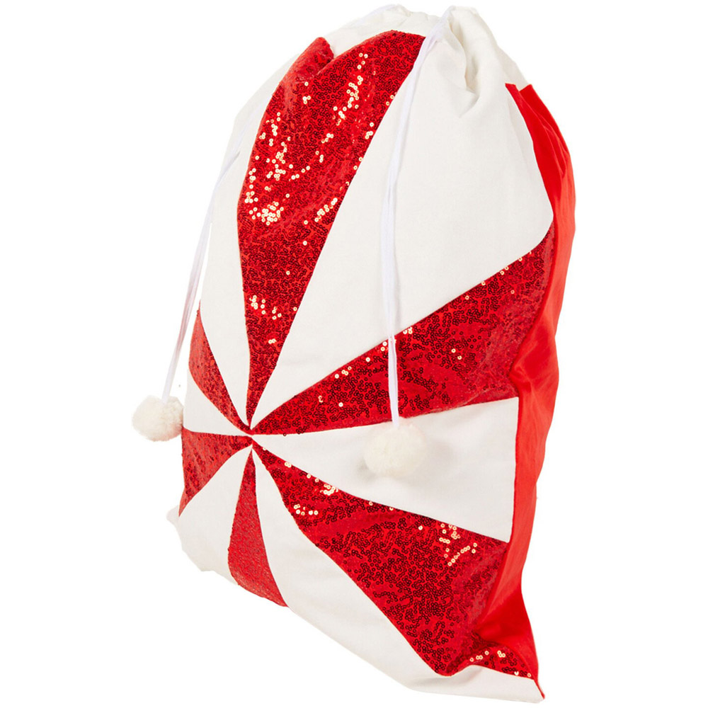 Candy Cane Sequin Sack - Red & White Image 5