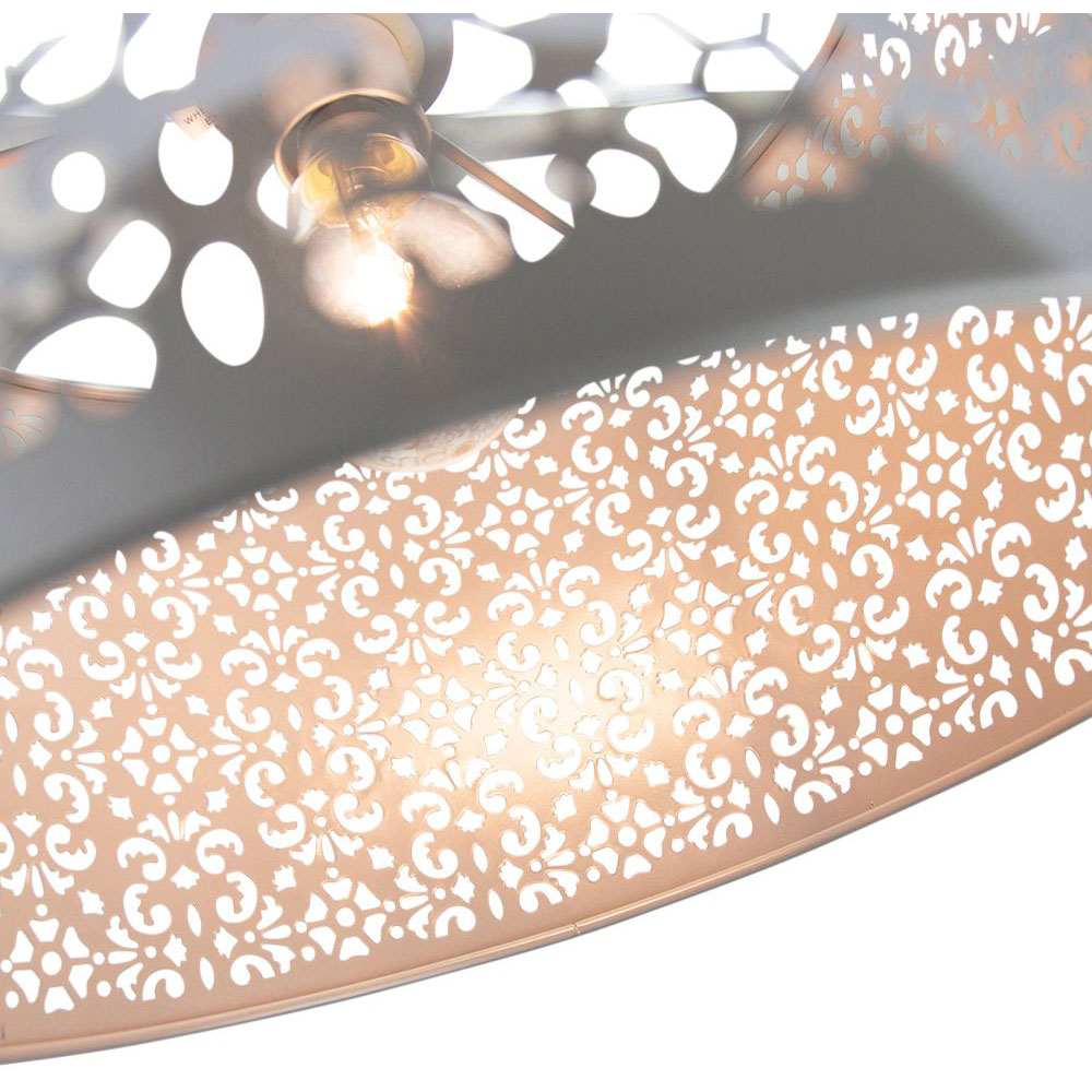 Happy Homewares Marrakech Designed Soft Grey Metal Floral Decoration Pendant Shade Image 3