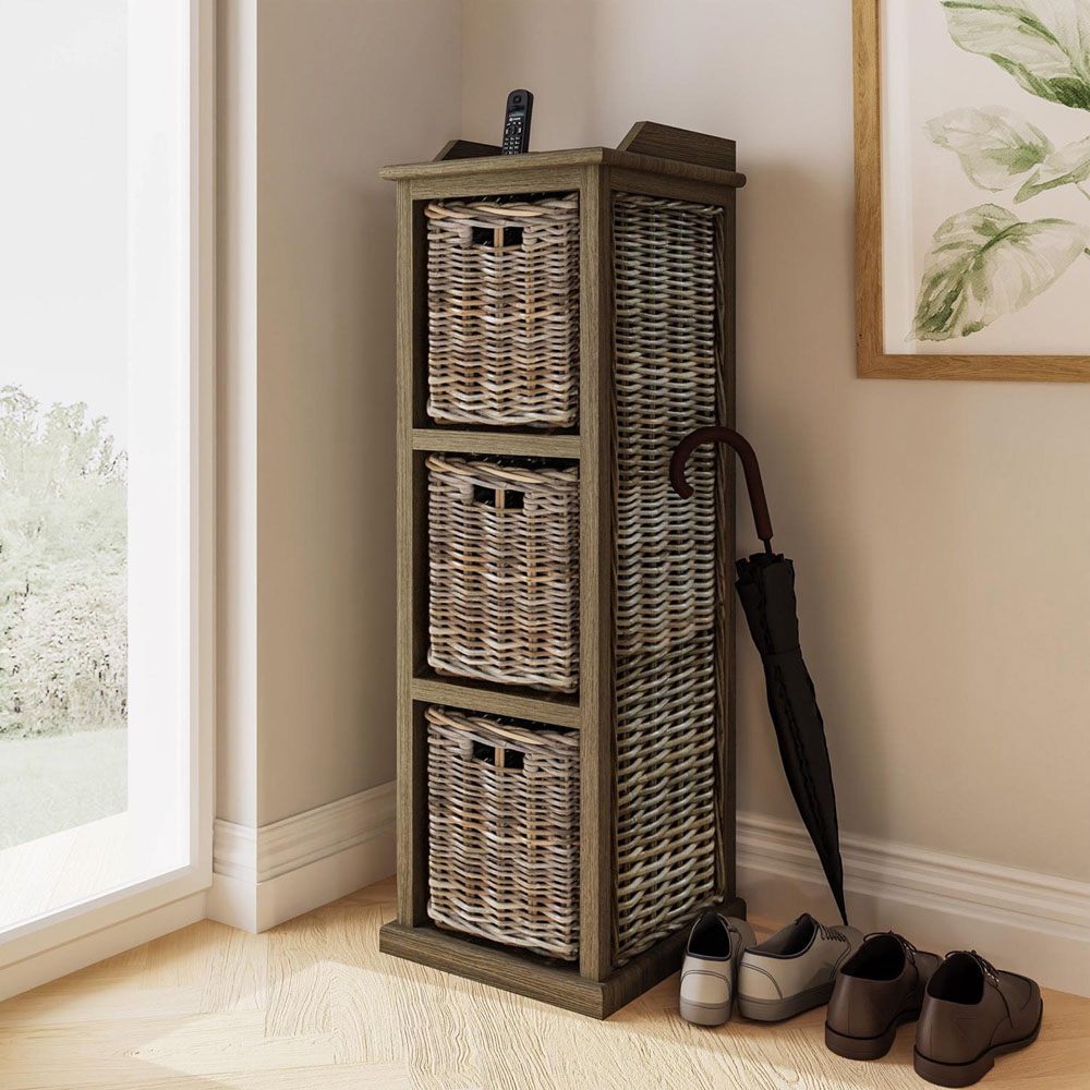 FWStyle Maya Kubu Rattan 3 Drawer Tall Storage Unit Image 6