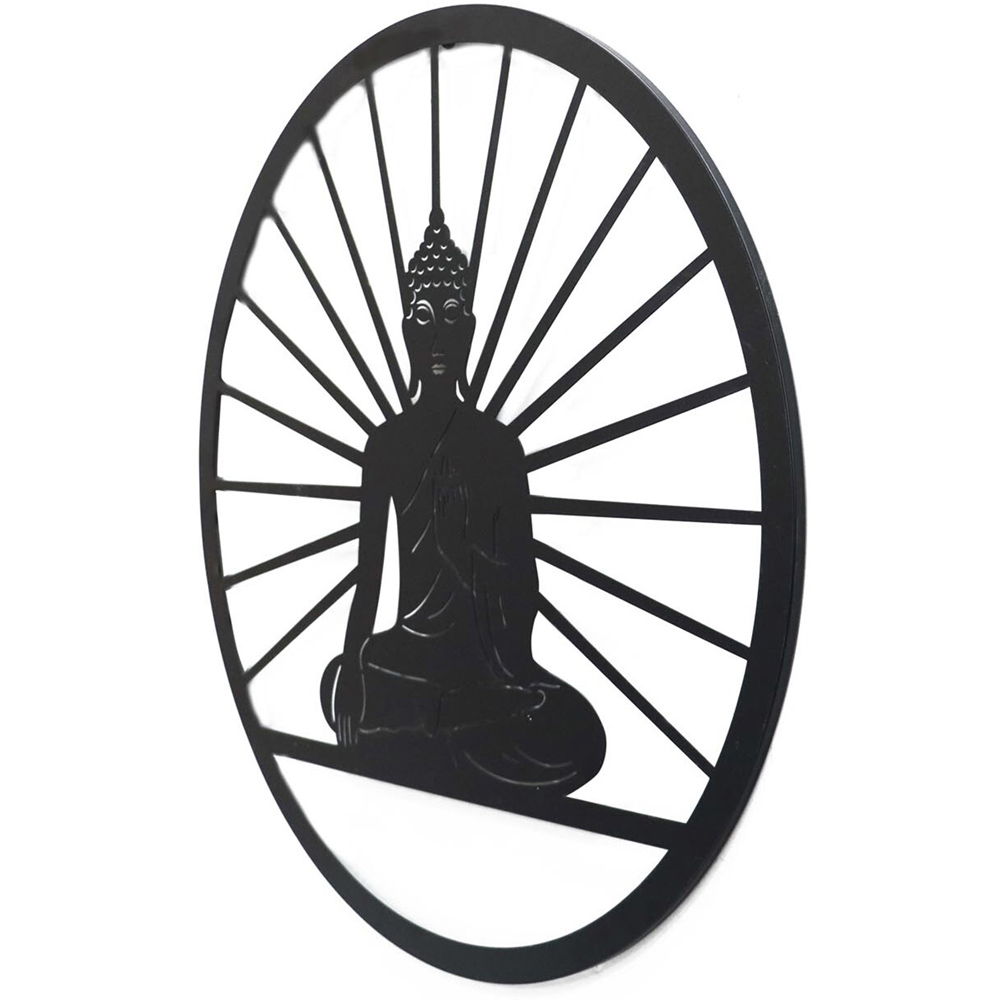 Indoor/Outdoor Peaceful Buddha Art - Black Image 2