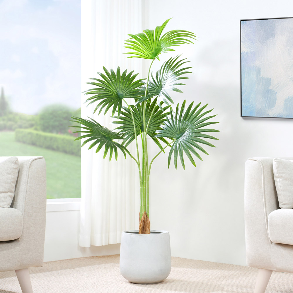 Fan Palm Tree Indoor Artificial Plant 140cm Image 2