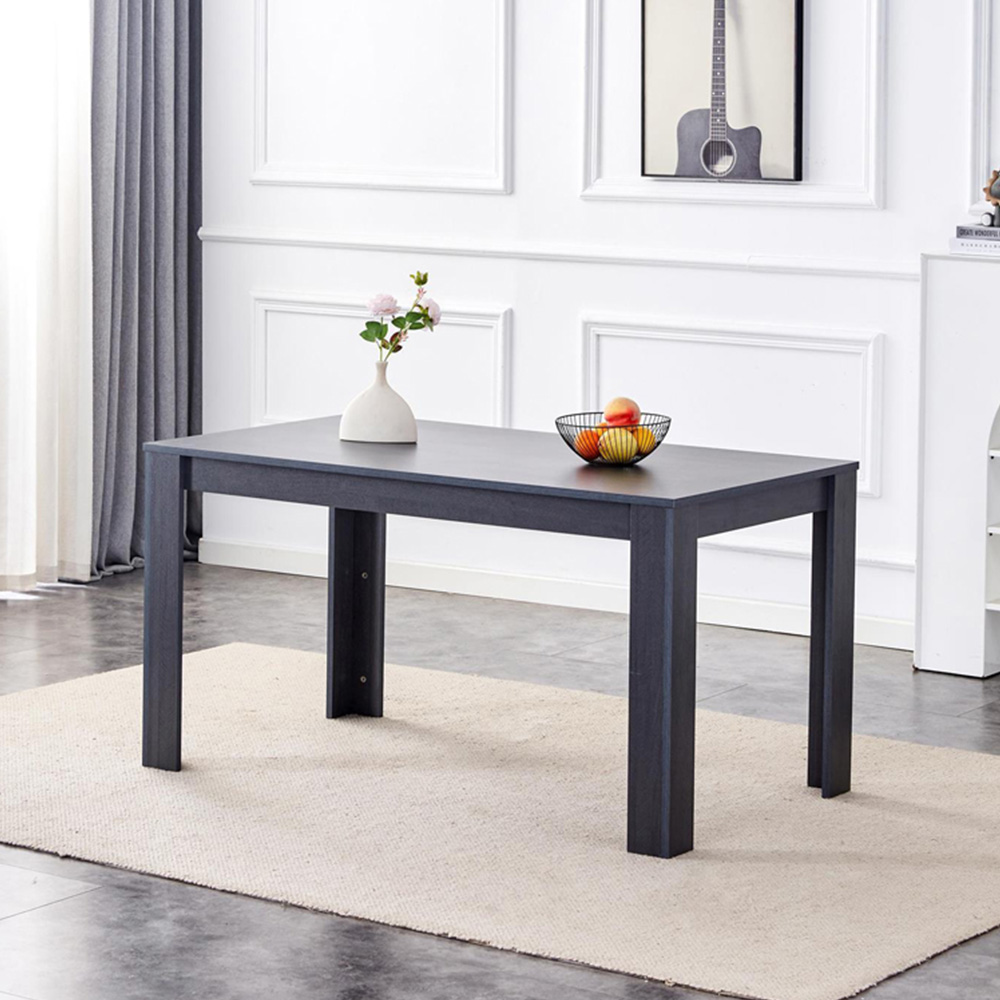 Portland 4 Seater Velvet Wooden Dining Set with Bench Dark Grey Image 2