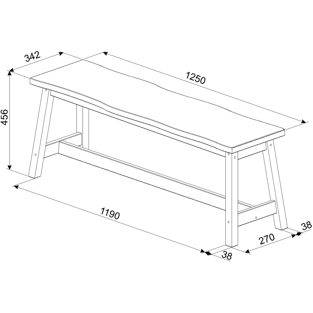 Core Products Corona 2 Seater Grey Dining Bench Image 4