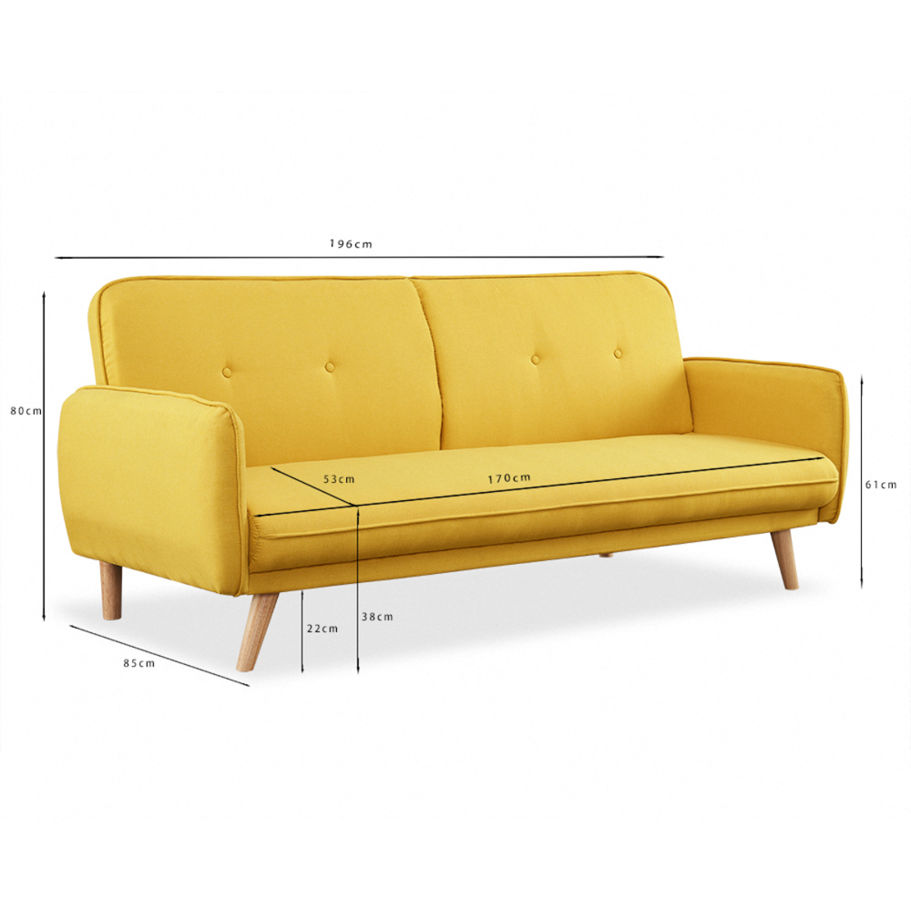 Home Detail Belmont Double Sleeper Mustard Fabric Sofa Bed Image 8