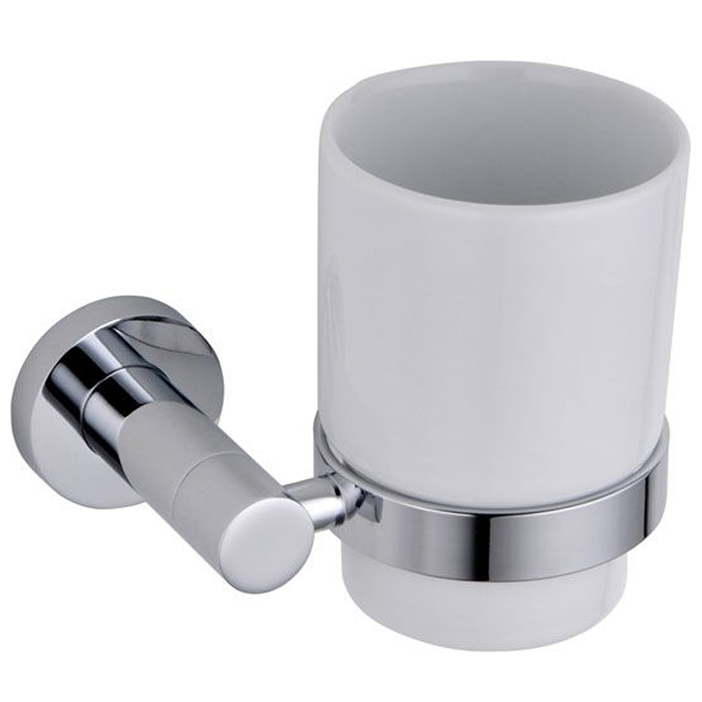 Nes Home Chrome Round Glass Tumbler with Holder Image 1