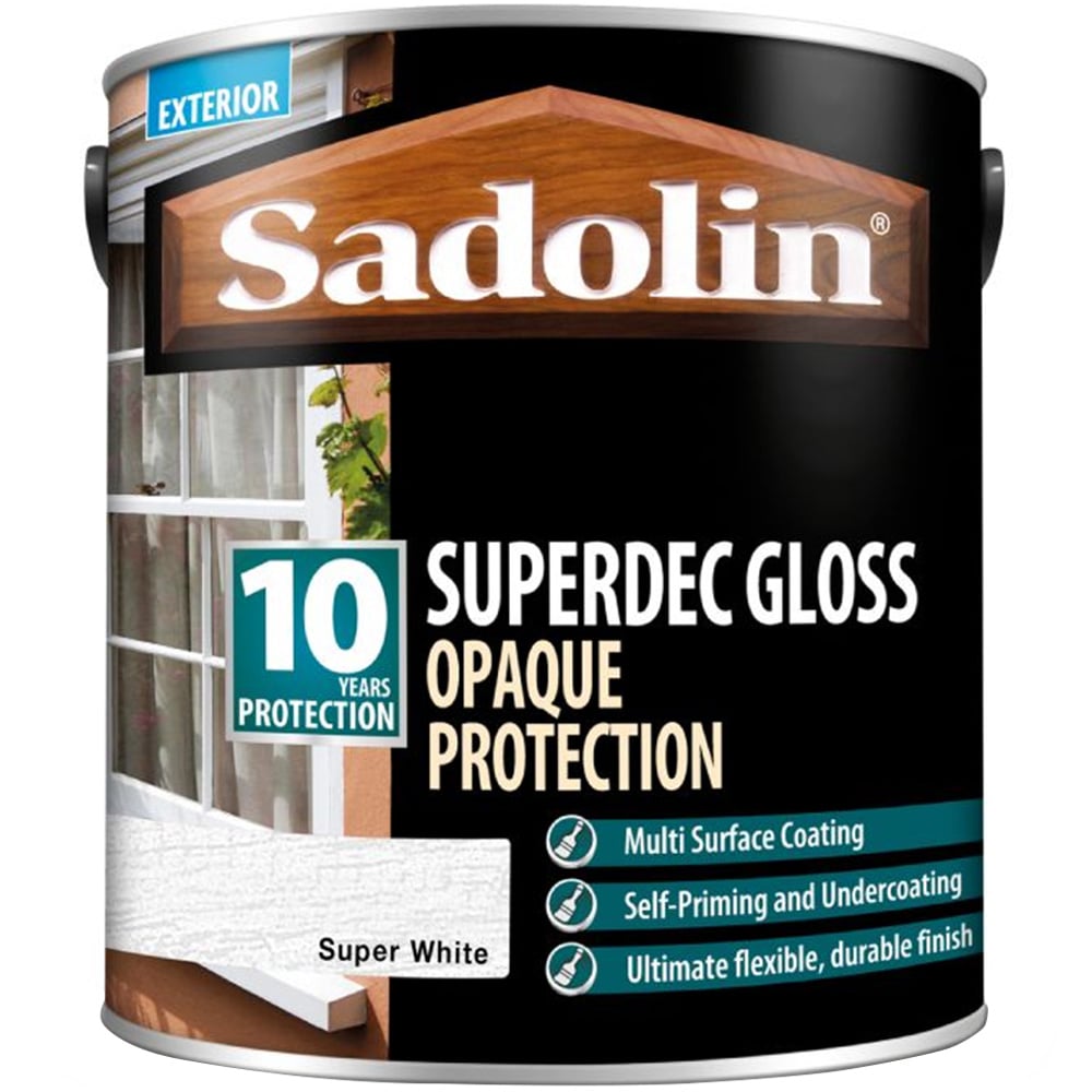 Sadolin Superdec 10 Year Super White Gloss Finish Exterior Woodstain 2.5L Image 2